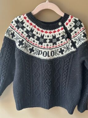 Polo by Ralph Lauren Men's Black Wool Fair Isle Yoke Sweater